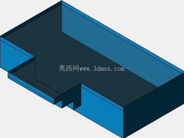 矩形游泳池玻璃纤维 3D 图纸 16' X 8' 带加长台阶