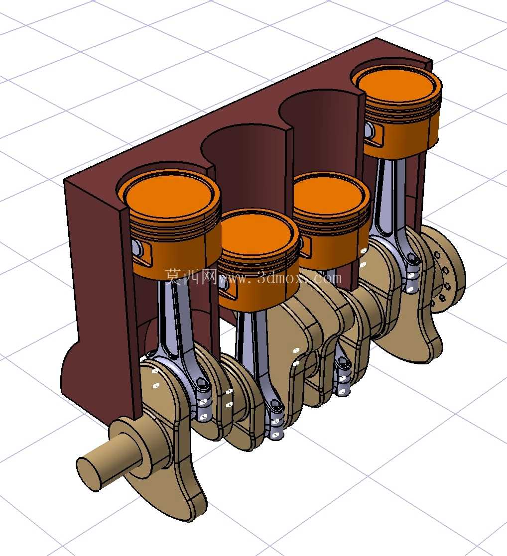 采用 DMU 运动学的直列 4 缸发动机组件 - 简化机械模型 (CATIA)