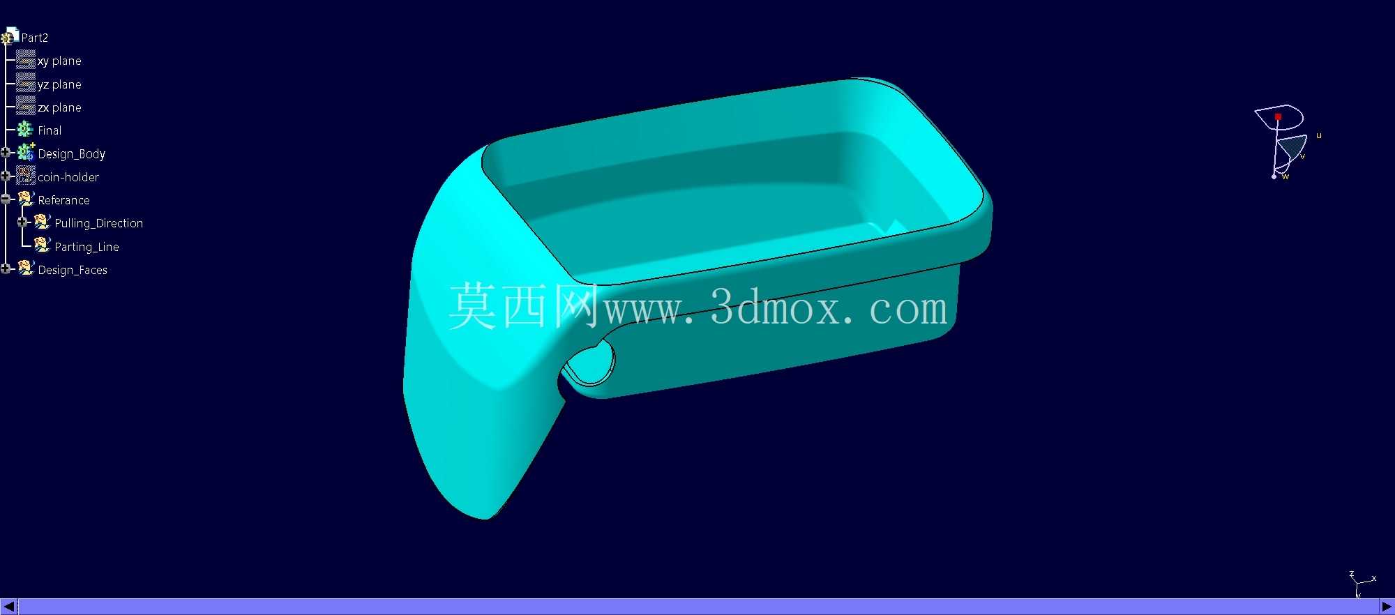 汽车硬币盒 - CATIA V5 塑料组件设计
