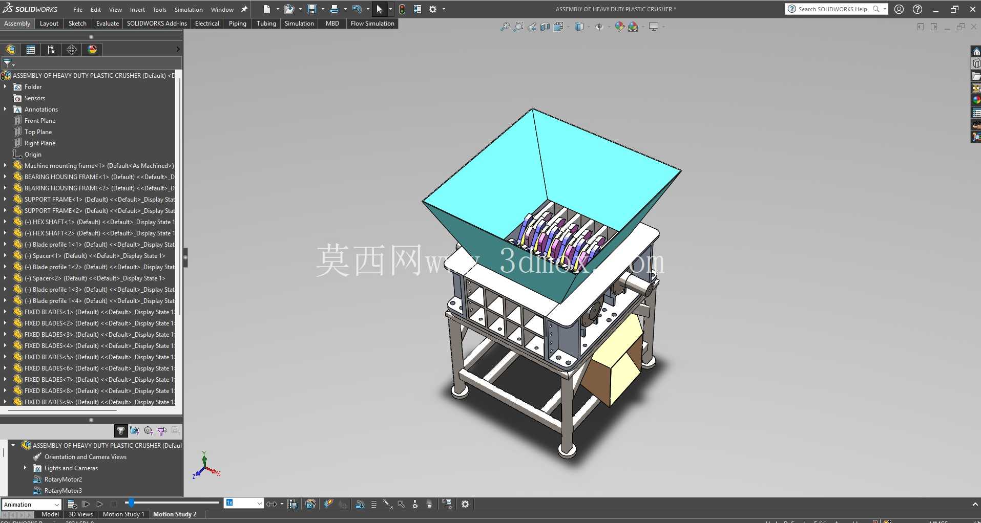 重型塑料破碎机| SolidWorks 模型
