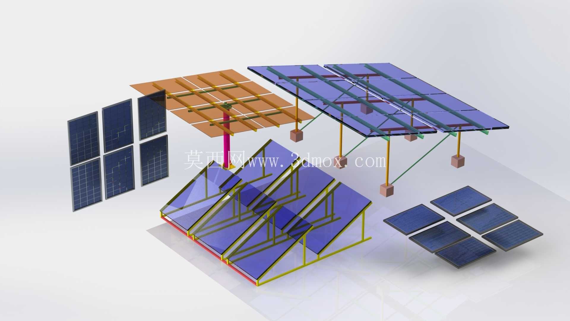 ̫���ܵ�ذ���氲װ�����ṹ| �ྦྷ���֧��ϵͳ|  SolidWorks 3D ģ��