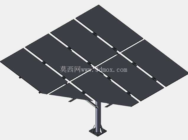 太阳能电池板地面安装单极结构| 多晶光伏支架系统| SolidWorks 3D 模型
