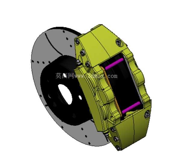 盘式制动器组件 - 转子\u0026 卡钳 CAD 模型