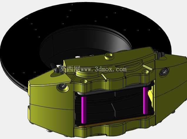盘式制动器组件 - 转子\u0026 卡钳 CAD 模型