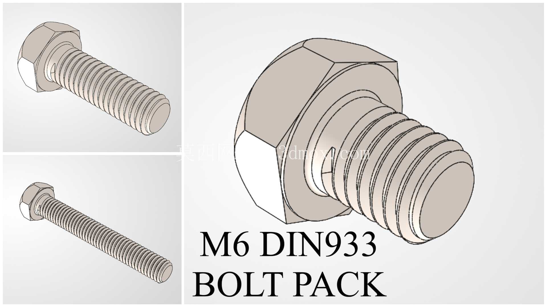 M6 六角头螺栓 DIN933 – 10 件套