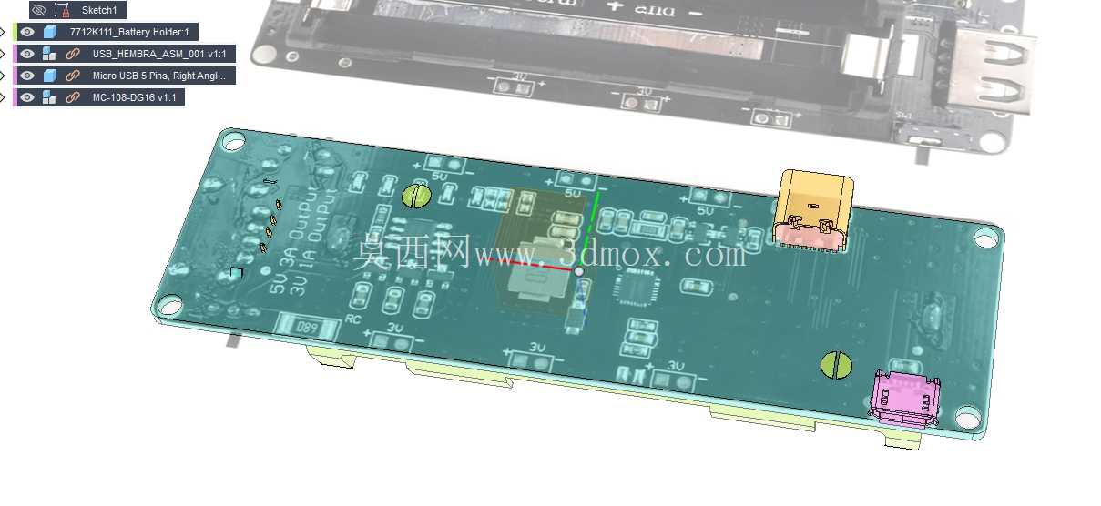 18650电池座PCB USB