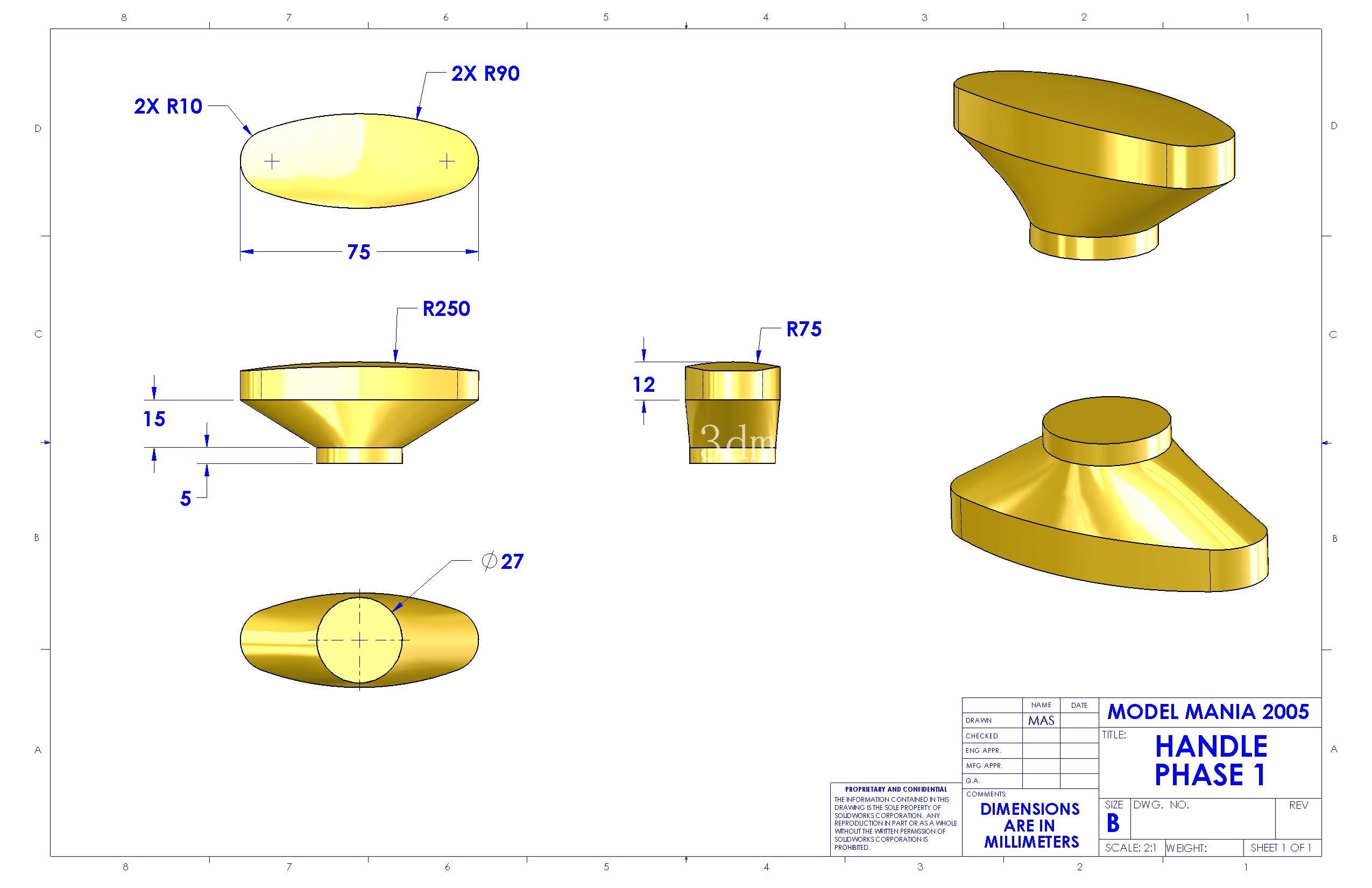 SolidWorks Model Mania 工程图 (2000–2025) | 完整的 CAD 实践合集