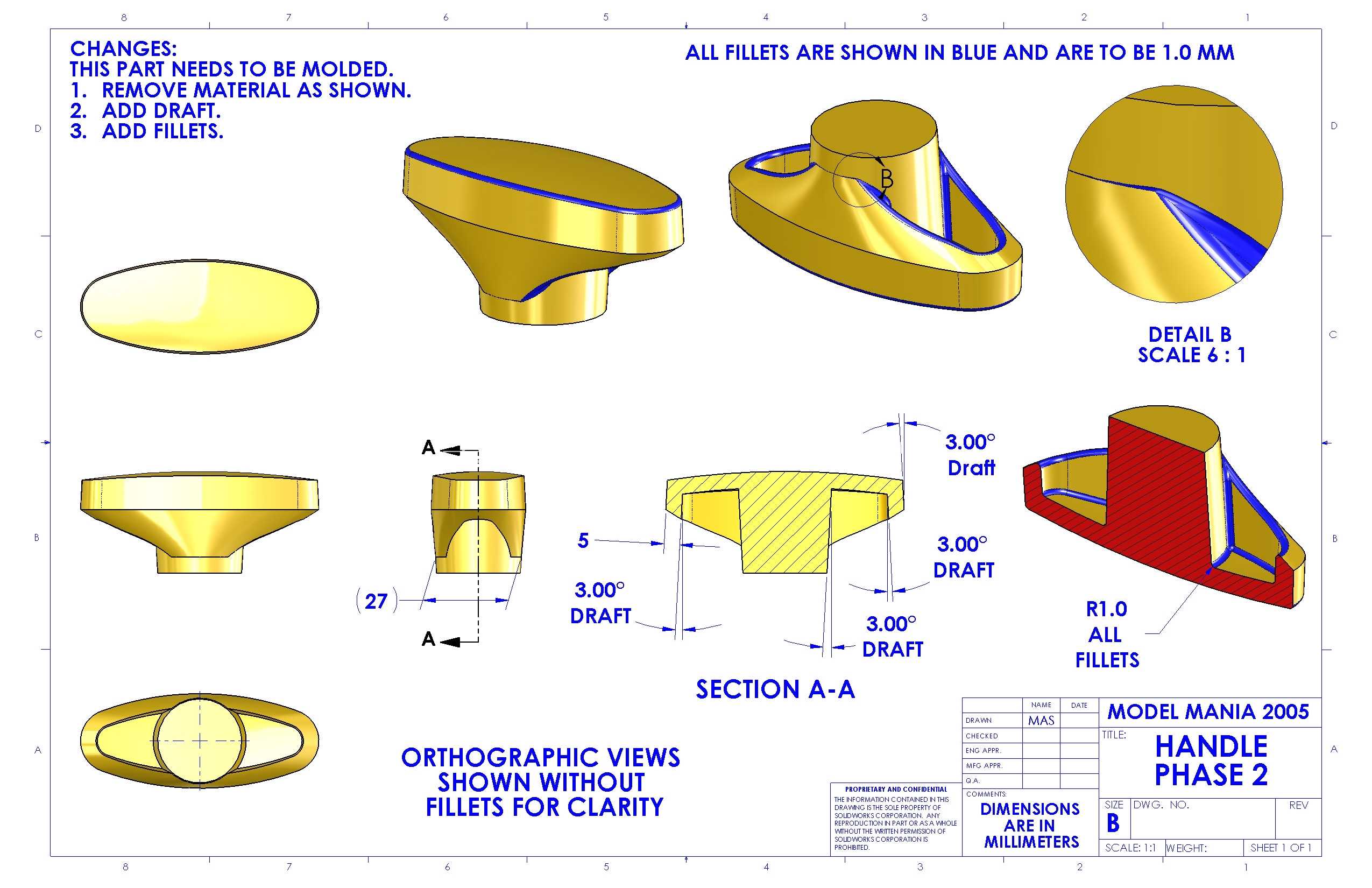 SolidWorks Model Mania 工程图 (2000–2025) | 完整的 CAD 实践合集