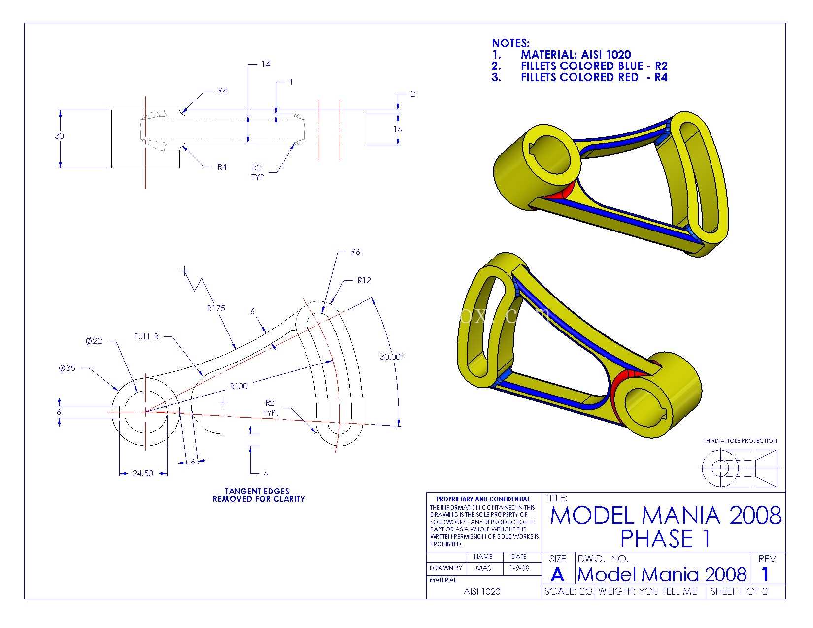 SolidWorks Model Mania 工程图 (2000–2025) | 完整的 CAD 实践合集