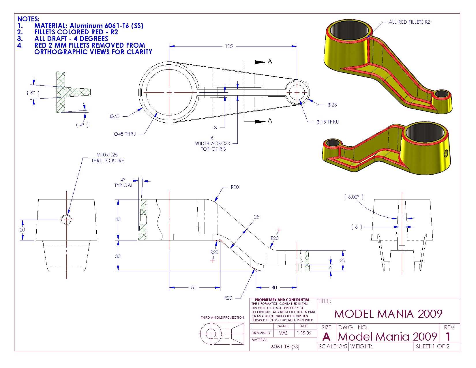 SolidWorks Model Mania 工程图 (2000–2025) | 完整的 CAD 实践合集
