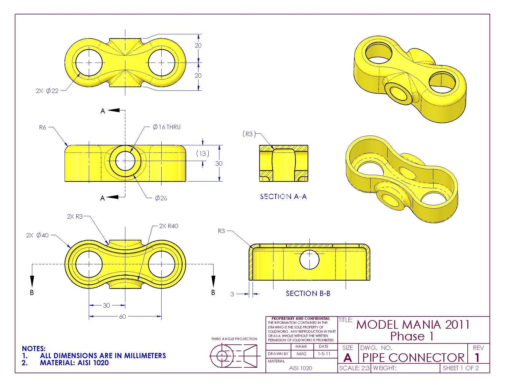 SolidWorks Model Mania 工程图 (2000–2025) | 完整的 CAD 实践合集