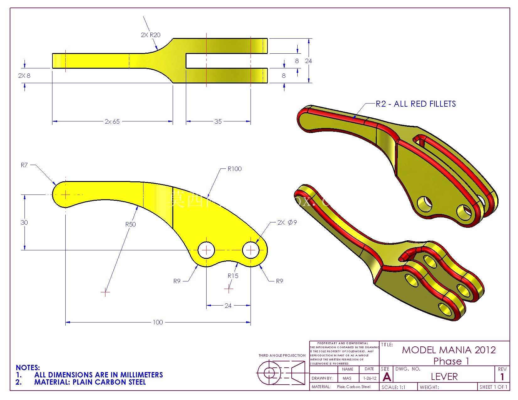 SolidWorks Model Mania 工程图 (2000–2025) | 完整的 CAD 实践合集
