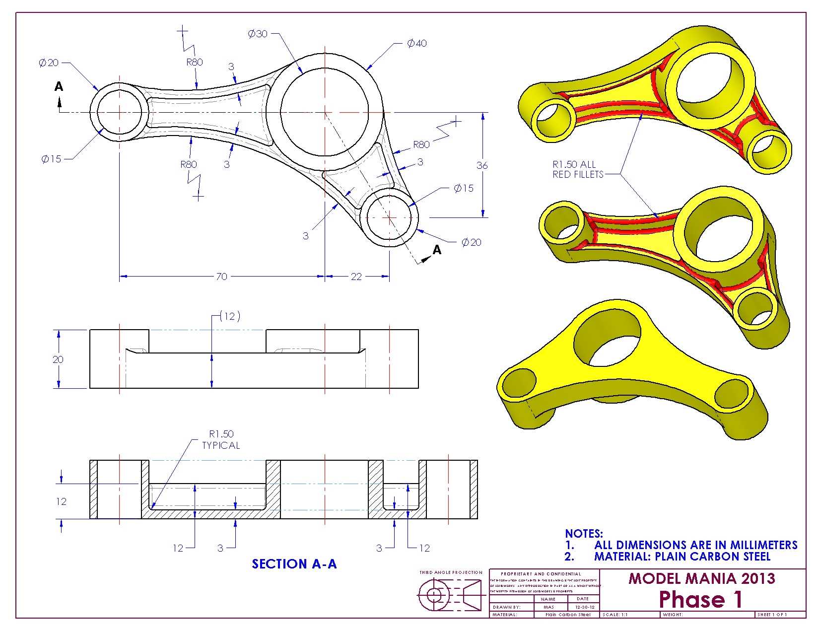 SolidWorks Model Mania 工程图 (2000–2025) | 完整的 CAD 实践合集