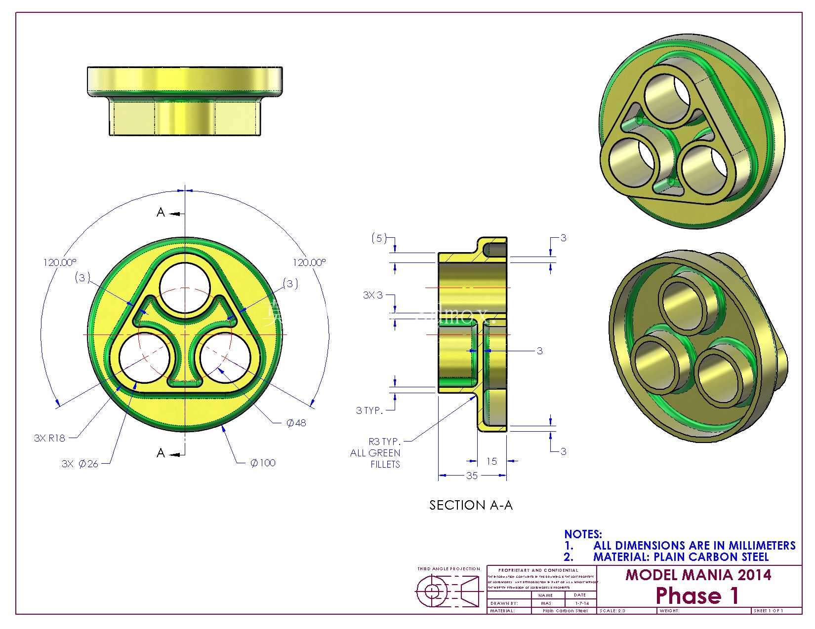 SolidWorks Model Mania 工程图 (2000–2025) | 完整的 CAD 实践合集