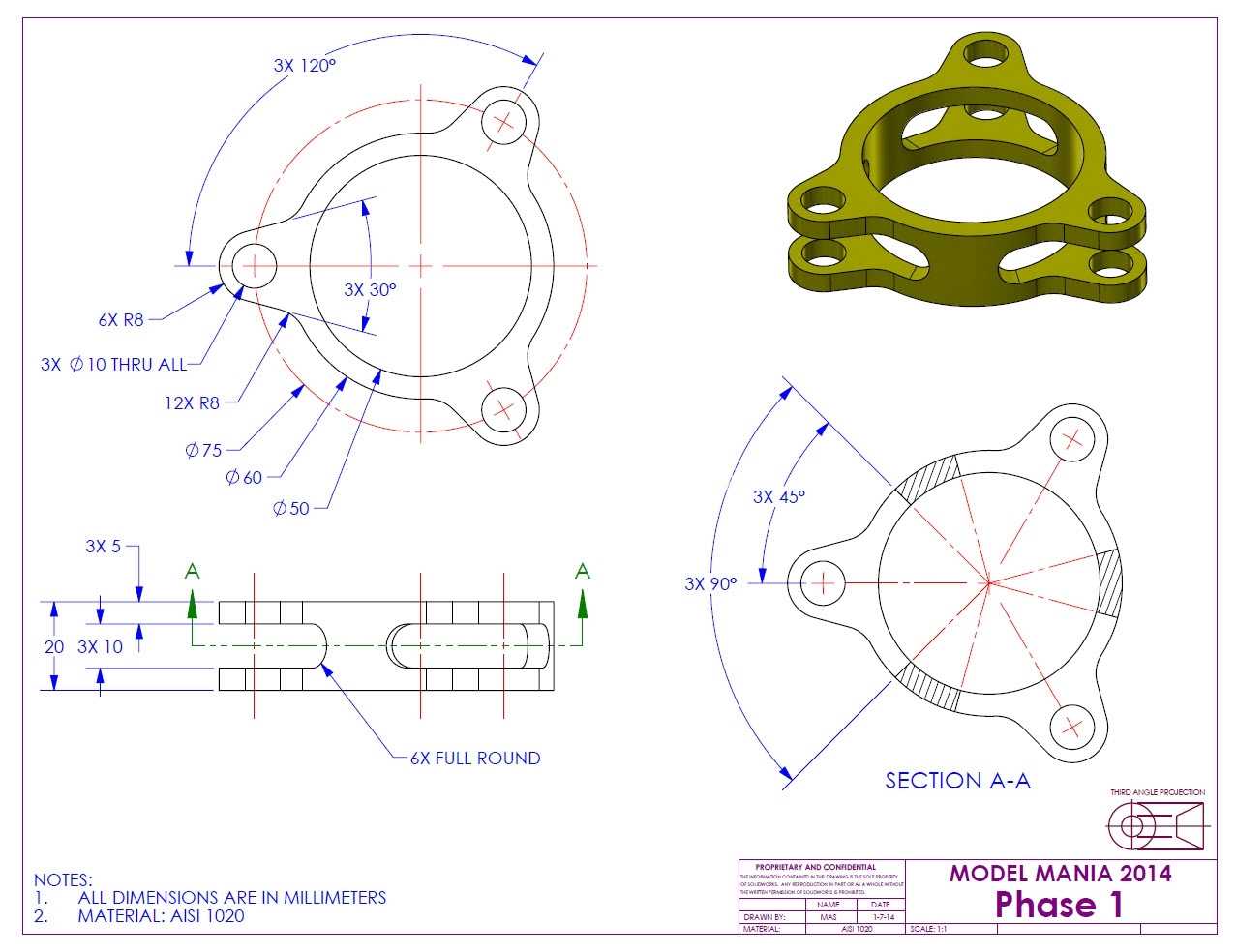 SolidWorks Model Mania 工程图 (2000–2025) | 完整的 CAD 实践合集