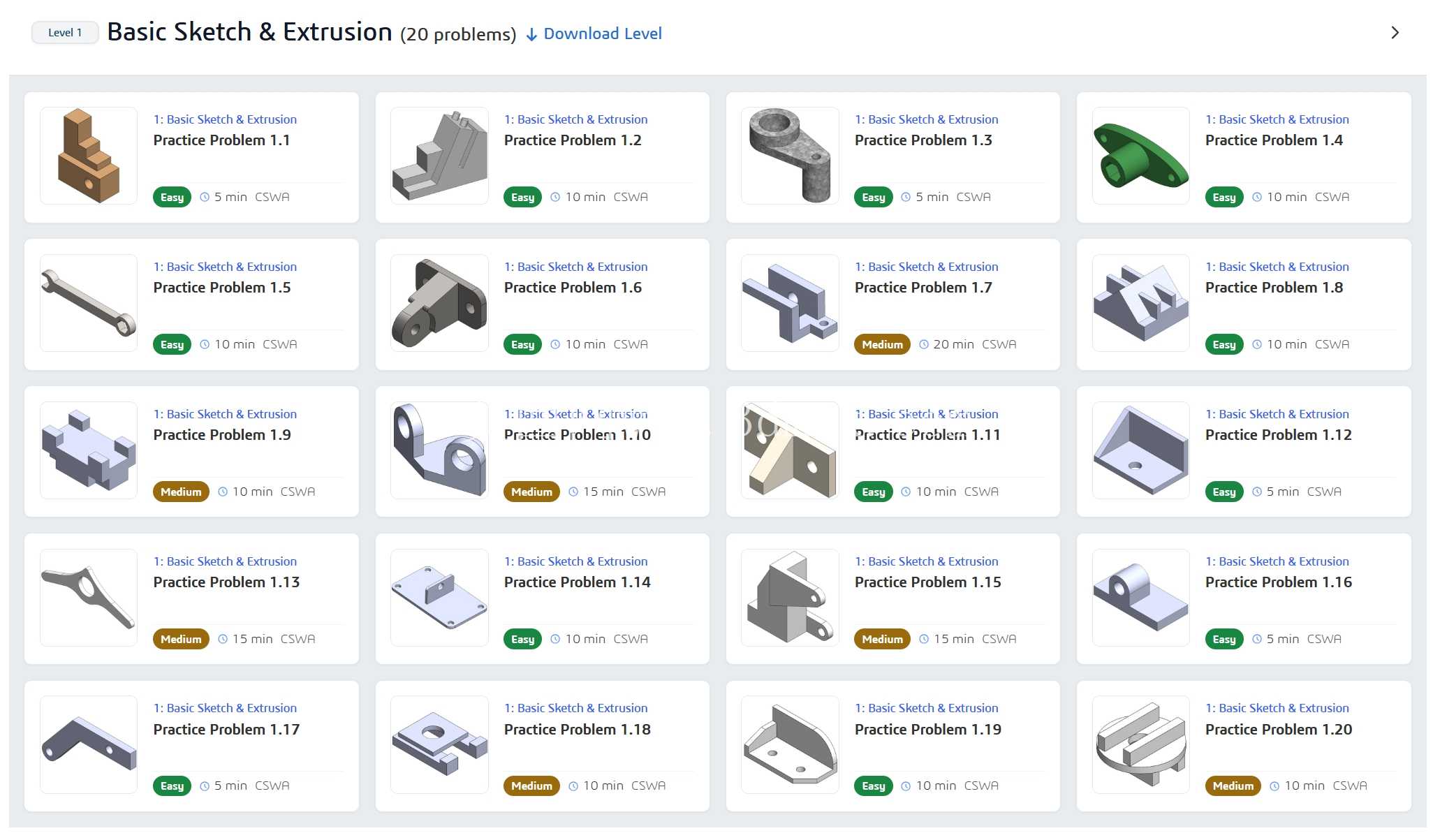 SolidWorks 练习题 – 第 1 级:基本草图\u0026 拉伸