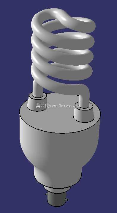 45W 紧凑型荧光灯 (CFL) 灯泡 – 3D 模型