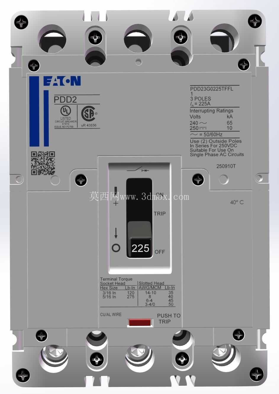 225A 3 ����Դ�����ܿǶ�·�� (Eaton PDD23G0225TFFL)