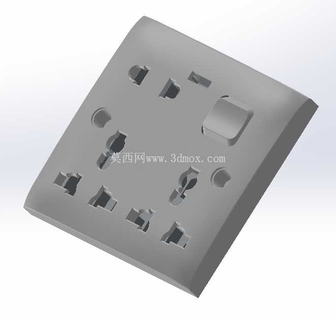 带开关的通用8合1墙壁插座(3D模型)