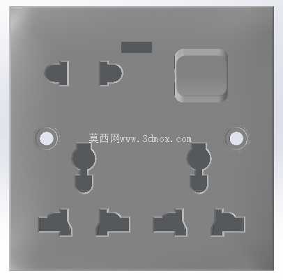 带开关的通用8合1墙壁插座(3D模型)
