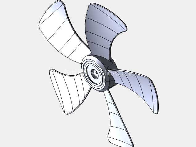 5叶片风扇叶轮-SolidWorks 3D模型