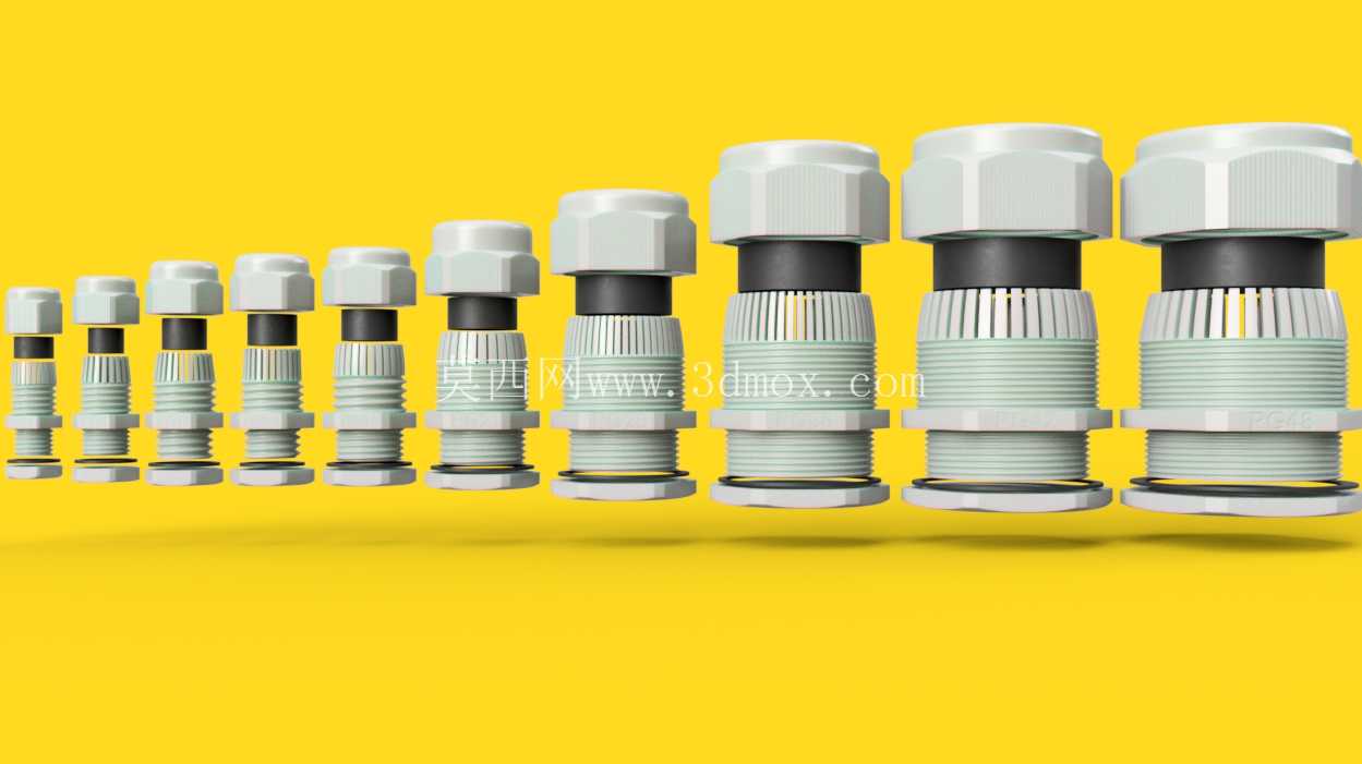 PG 电缆密封套 PG-7 至 PG-48 完整 CAD 库 | 步骤文件