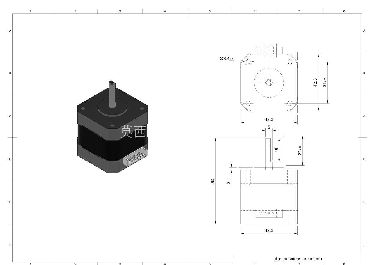 NEMA 17 ������� 42��42mm �C �ߴ羫ȷ�� CAD ģ��