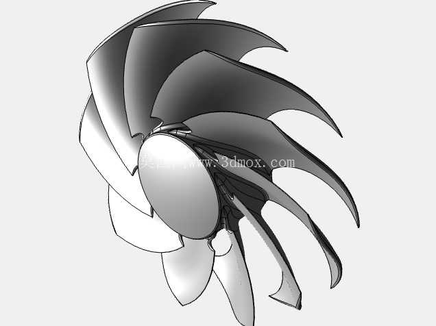 下降式后掠翼叶片 GPU/CPU 冷却器风扇螺旋桨(概念叶轮设计)