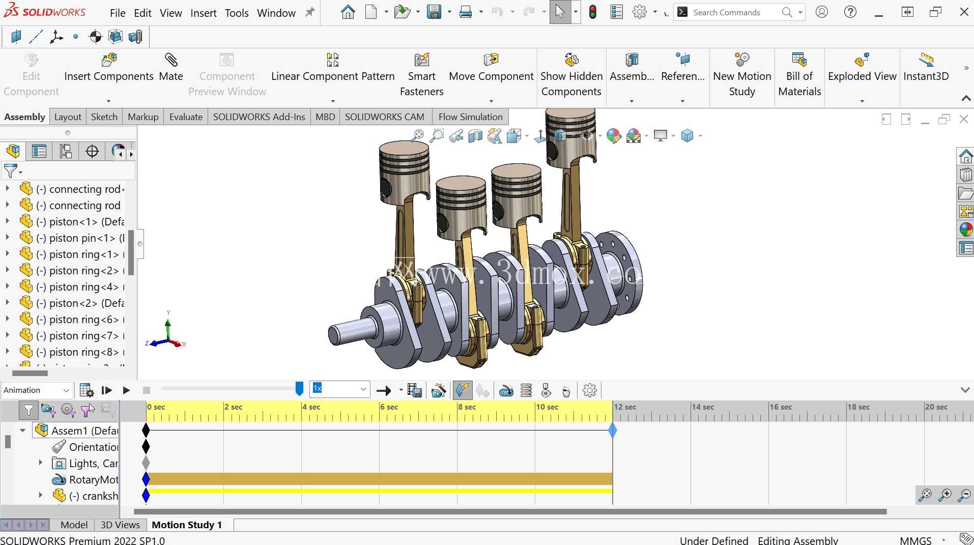 四缸直列发动机曲柄活塞组件