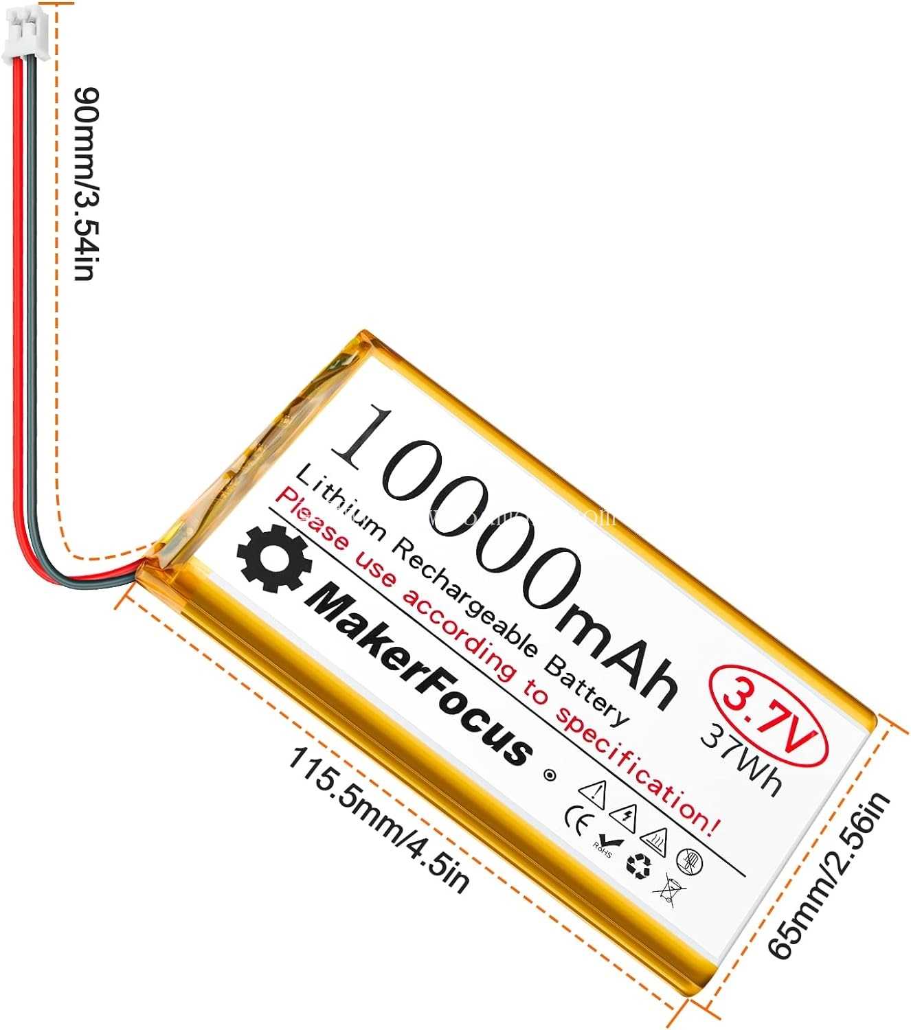 Makerfocus 3.7V 锂电池 10000mAh