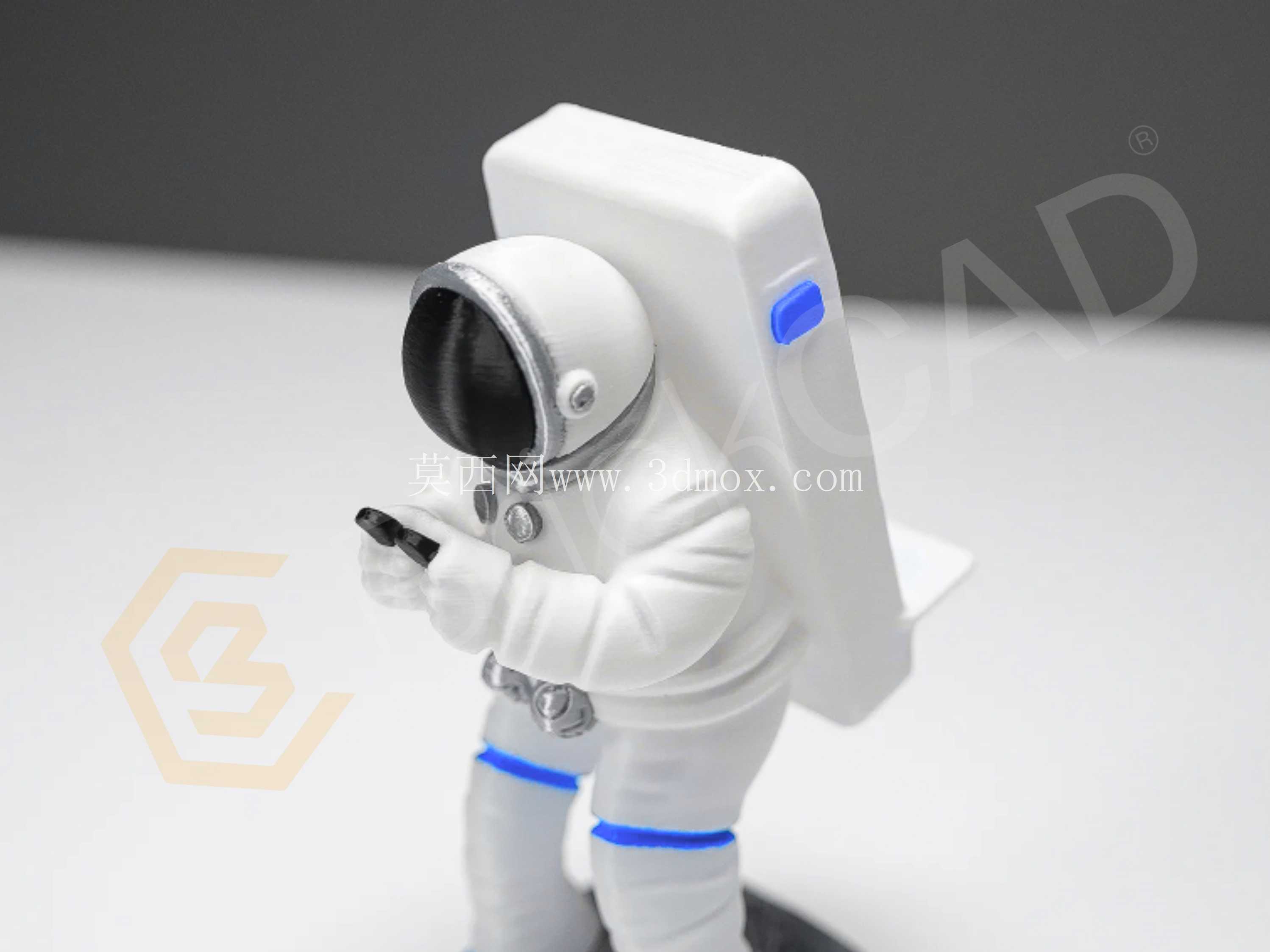 宇航员手机座| 可打印的装饰 CAD 模型 | 为 SLA、SLS、FDM 做好准备