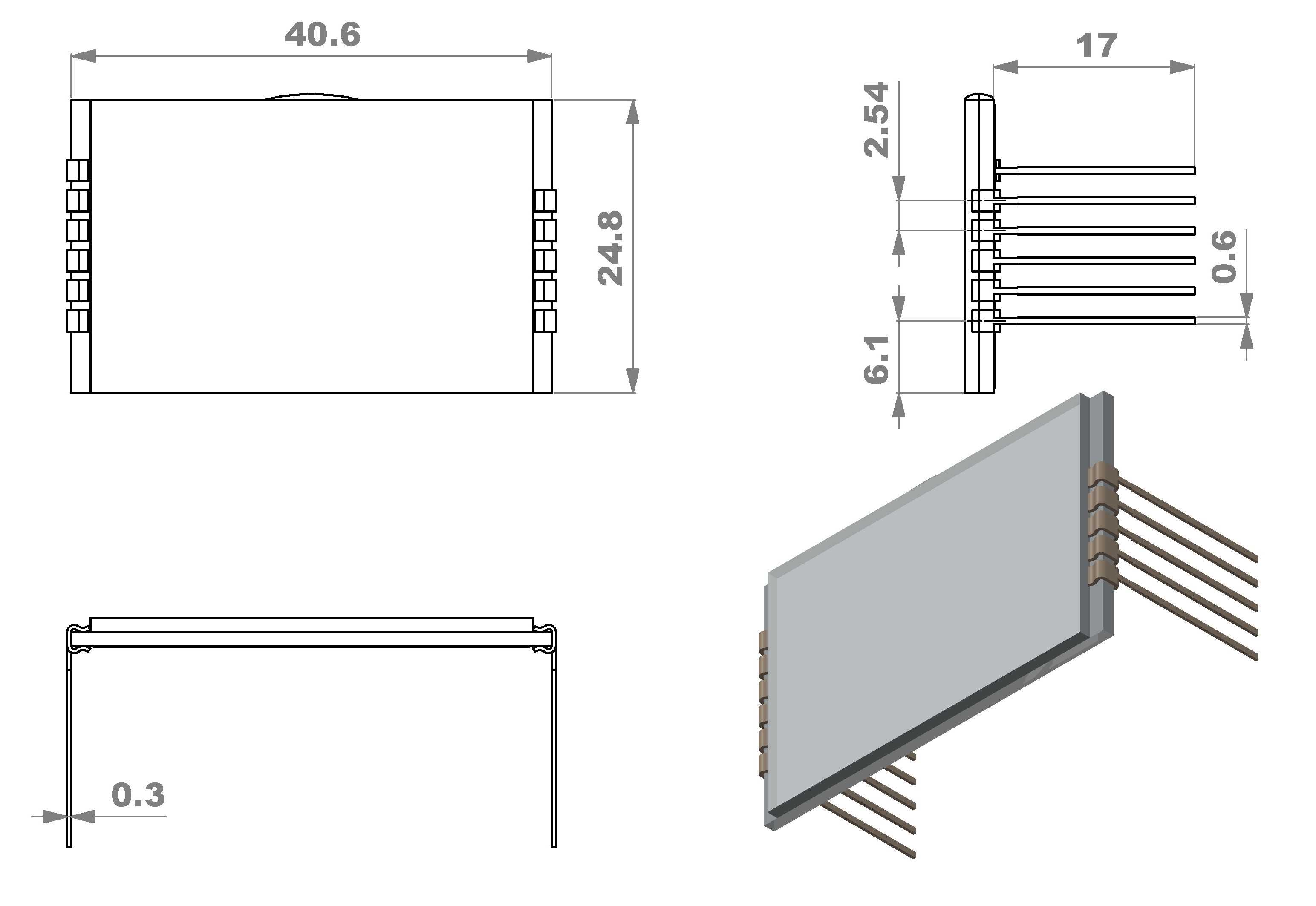 ��ʾ�� LCD 40.6 x 24.8mm��  6+5p��  DP=2.54mmҺ����ʾ��