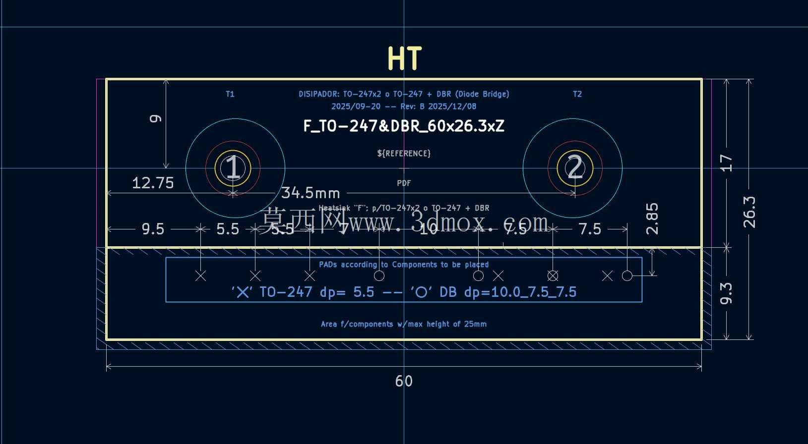 ɢ������F��TO-247x2\u0026 BRD 60.0x26.3x37.7mm