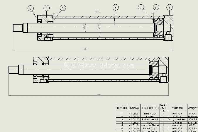 ˫����Һѹ���˸�50x25x255mm
