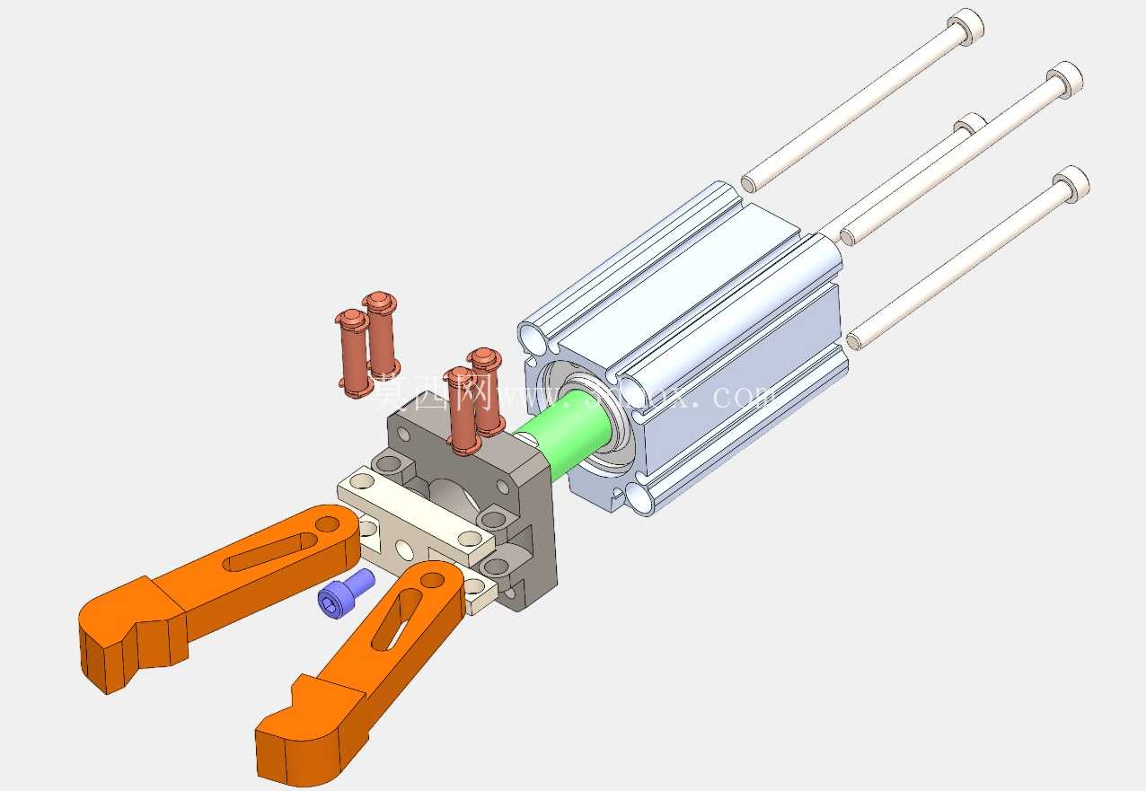 SolidWorks 中的气动夹具