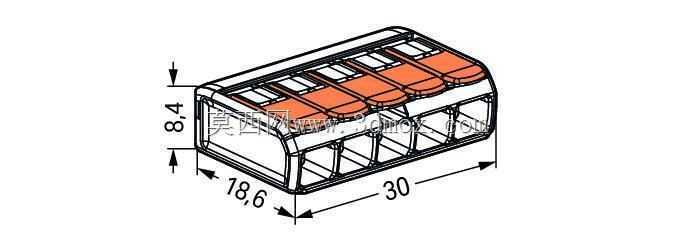 Wago 221-415连接器x 5安装座