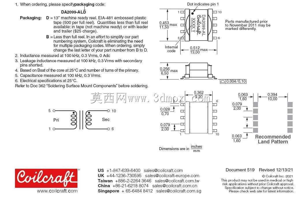 Coilcraft 1500Vդ�����������ѹ��