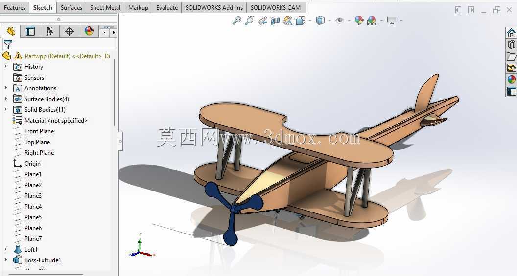 SolidWorks中的飞机建模