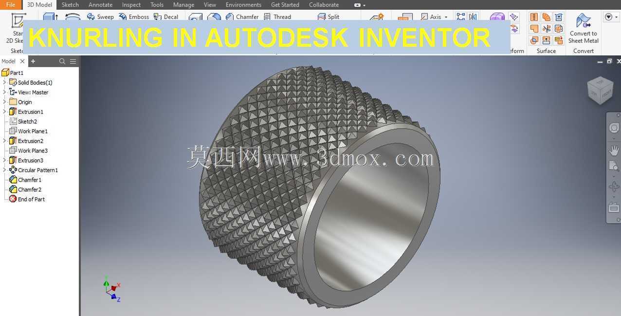 Autodesk Inventor中的滚花|| Autodesk Inventors教程|| Cad教程||钻石滚花