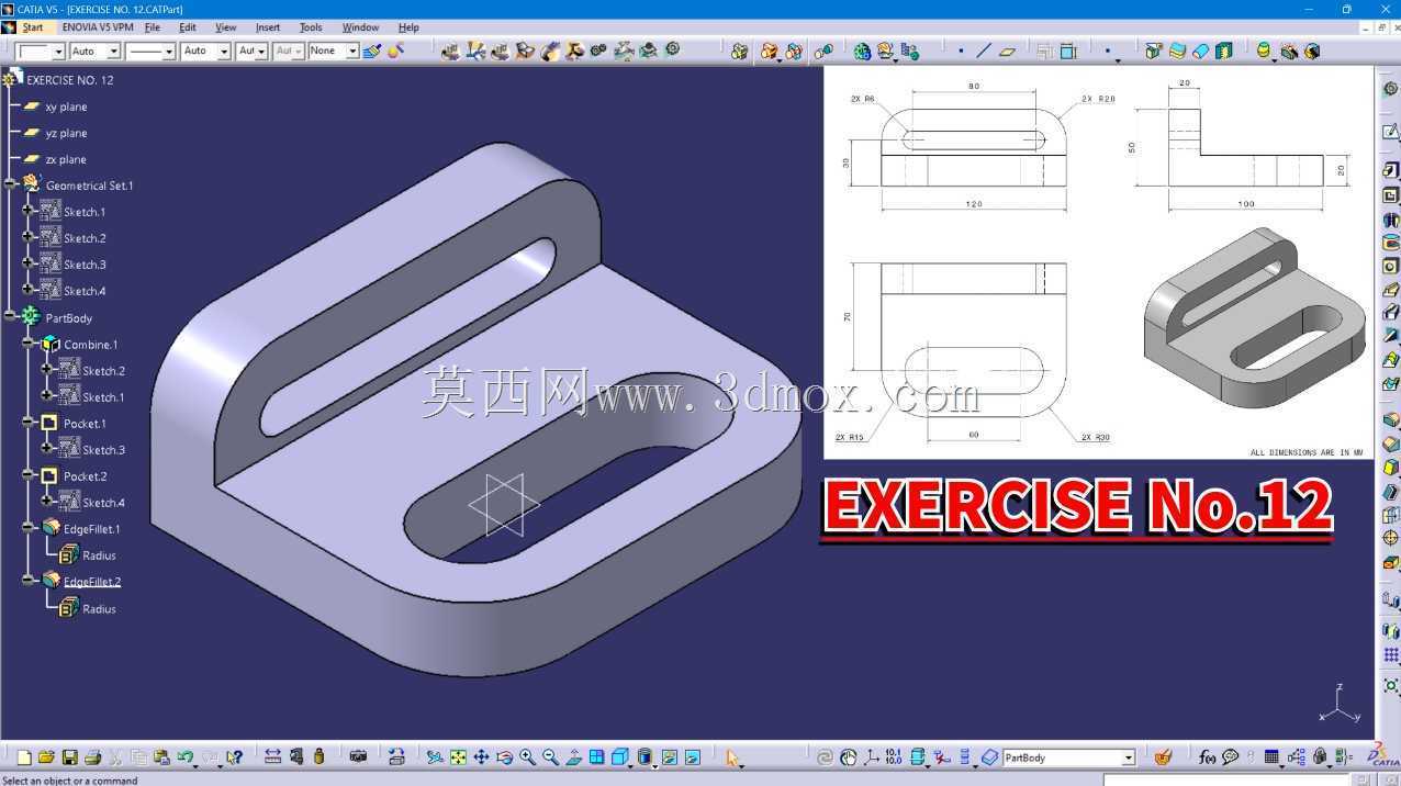 CATIA V5��ϰ12���ͷ���ϡ��ڴ���Բ�ǵ�������