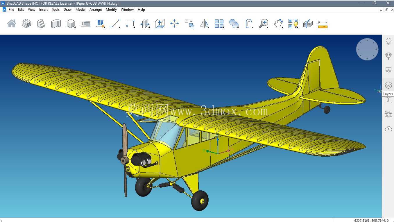 Piper J-3 Cub(可编辑和可扩展套件)123个零件