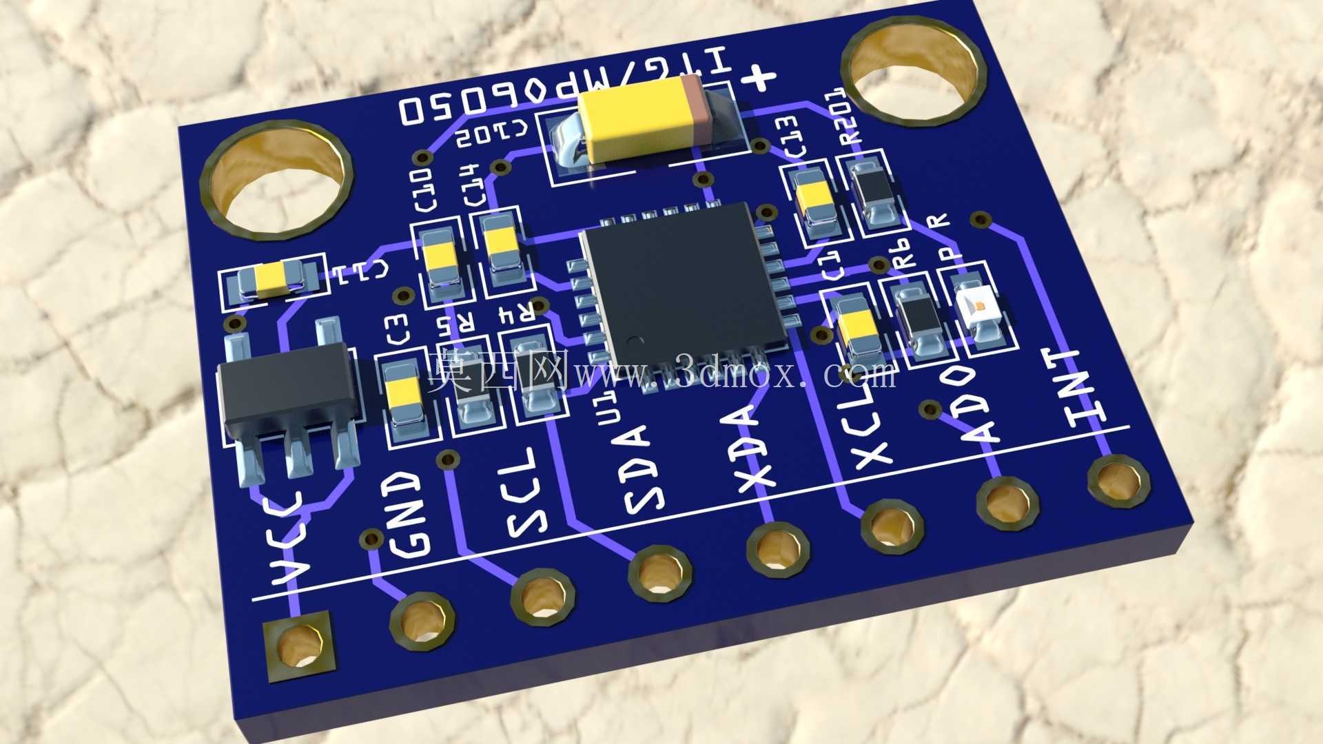 3d ģ�ͣ���ϸ�ڣ�GY-521 MPU-6050 ģ��������ٶȼƴ�����ģ��