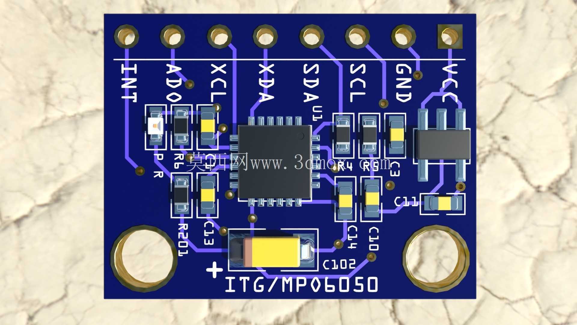 3d ģ�ͣ���ϸ�ڣ�GY-521 MPU-6050 ģ��������ٶȼƴ�����ģ��