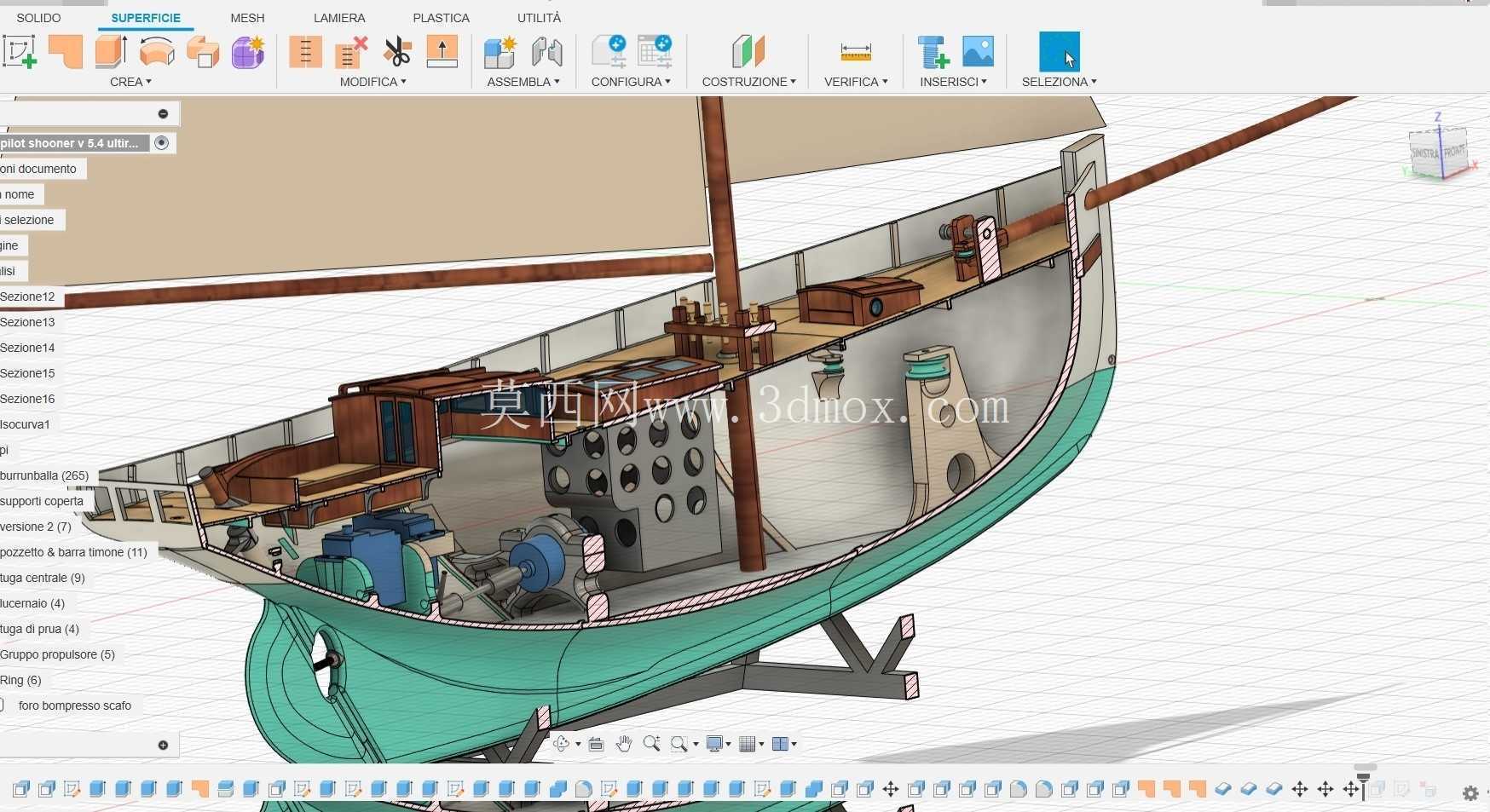 撒丁岛飞行员遥控帆船 3D 可打印 78 厘米长