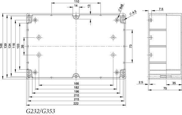 Gainta 222x146x75 ABS 外壳 HB6132