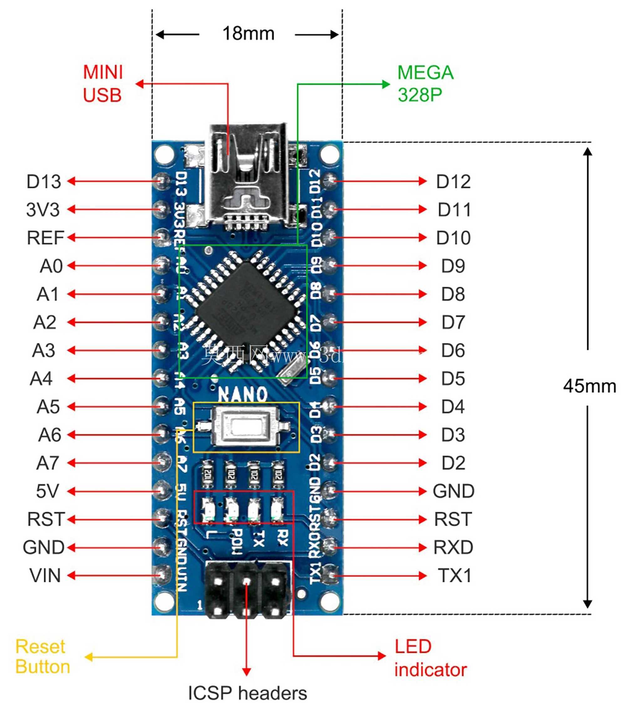 arduinonano电路图图片