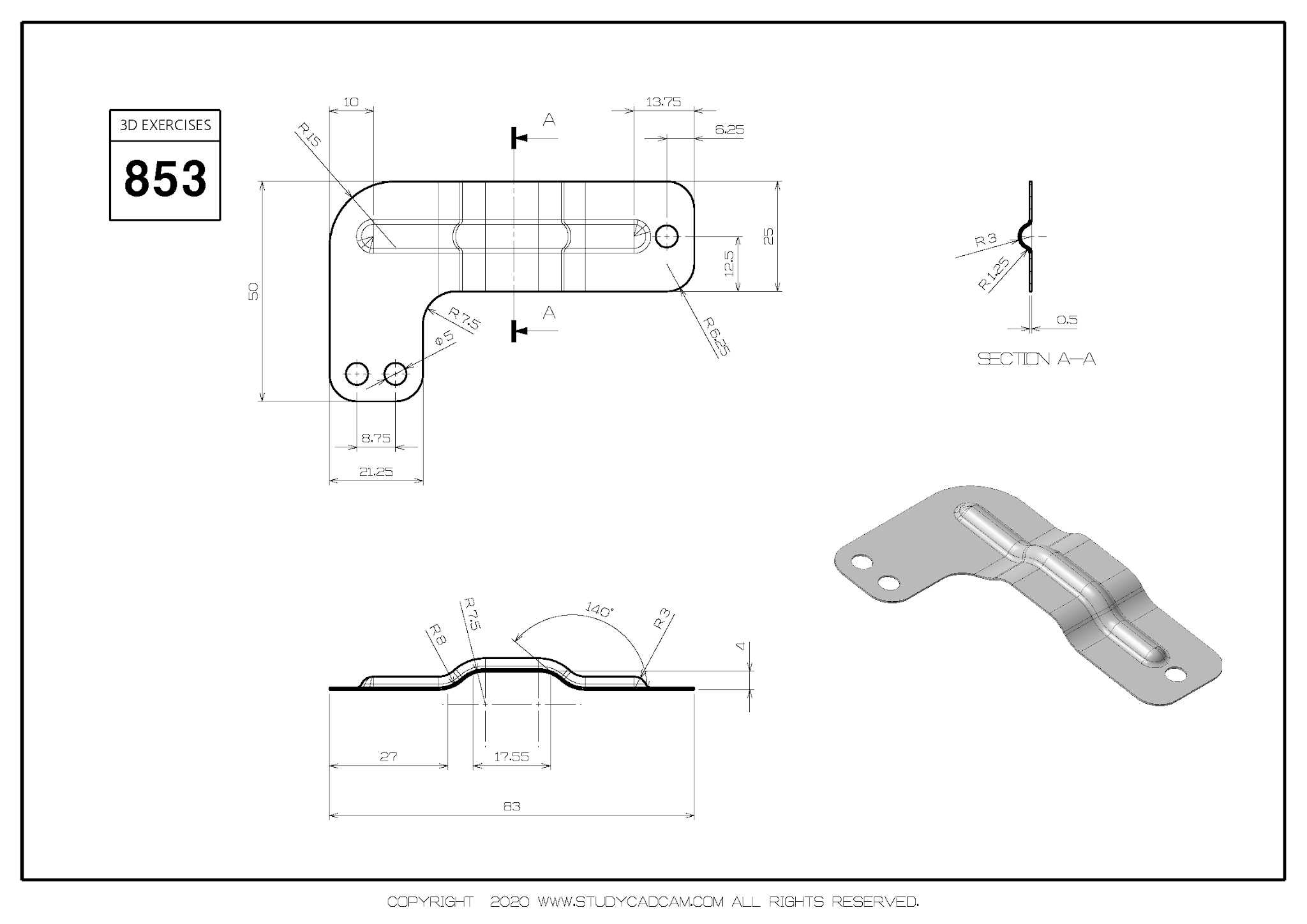 Studycadcam三维CAD练习853/钣金/Chapa Metalica/Autodesk Inventor Pro