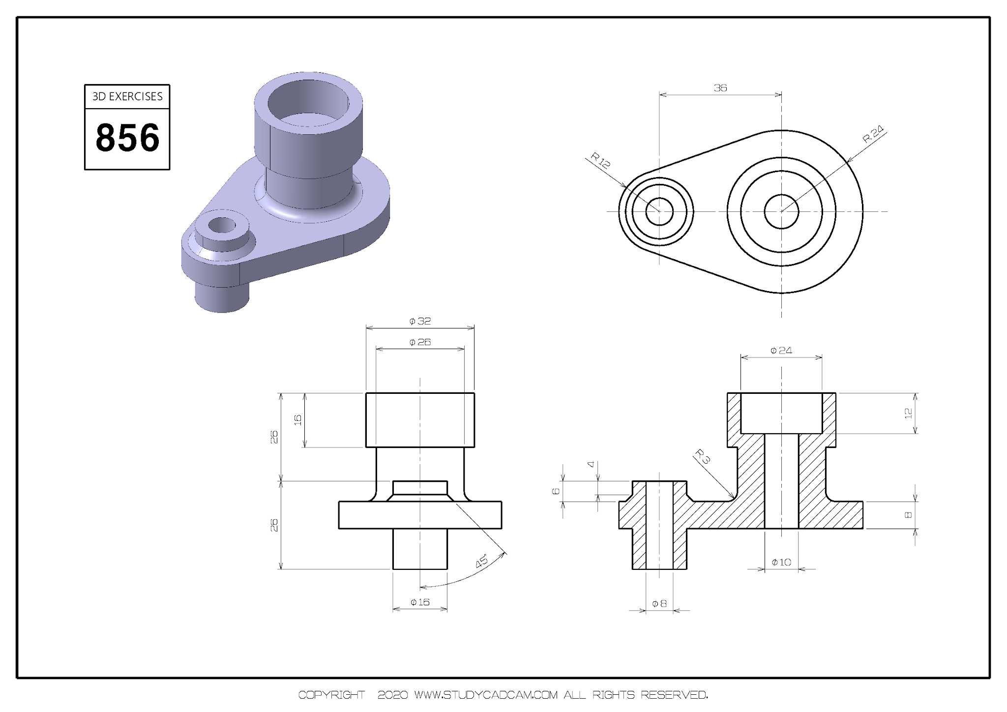 Studycadcam三维CAD练习856/Autodesk Inventor Pro
