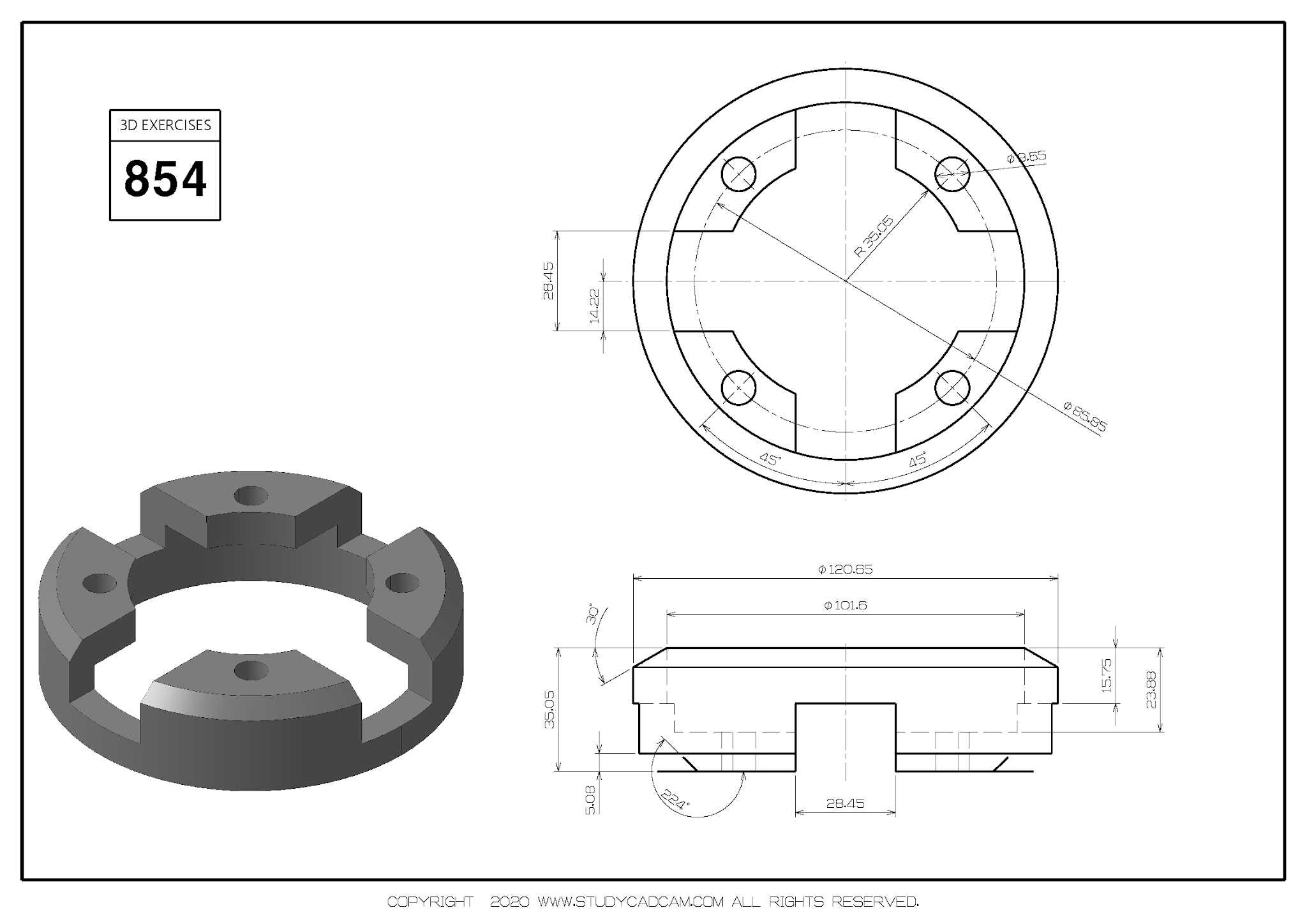 Studycadcam三维CAD练习854/垫圈/Anillo de Empaque/Autodesk Inventor Pro