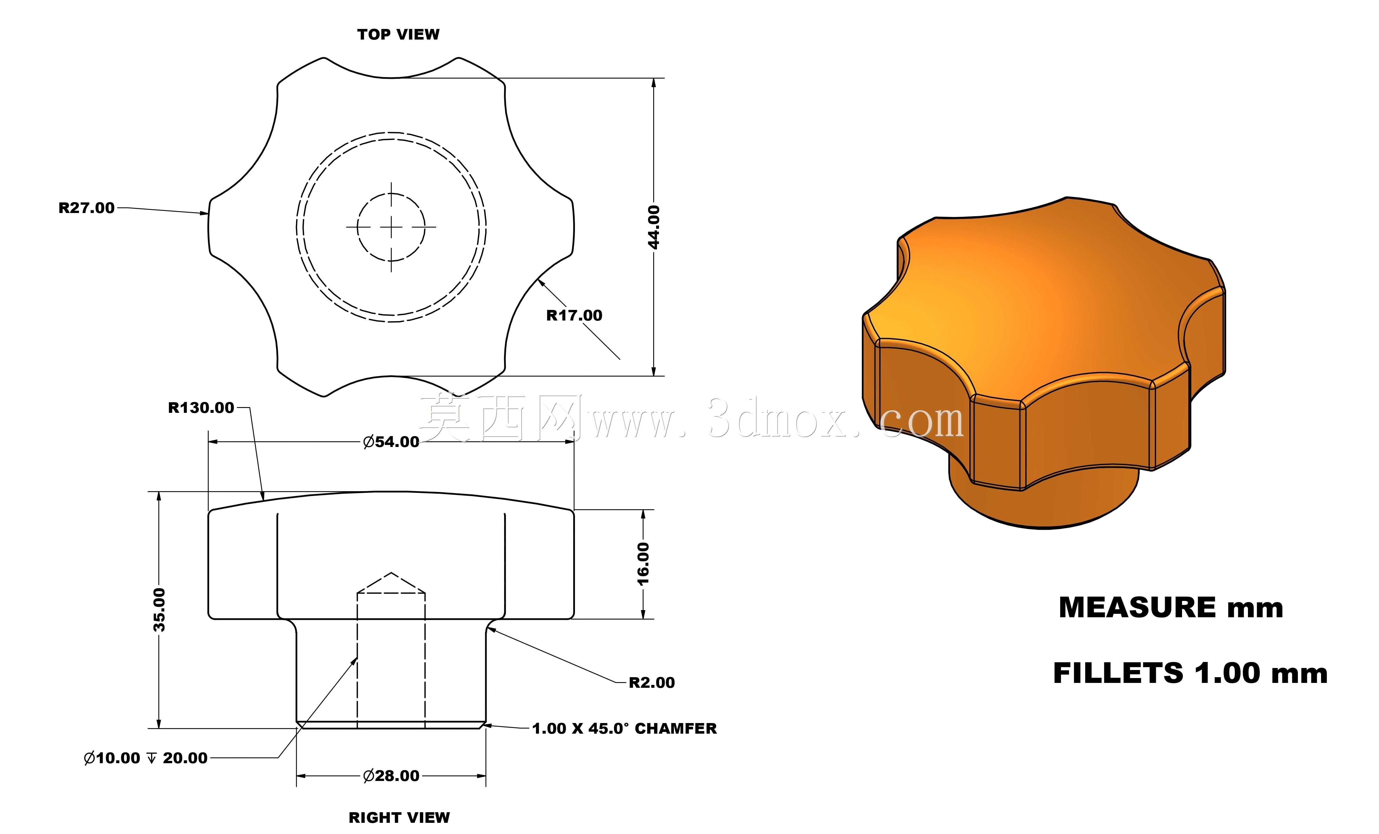 三维CAD基本练习/旋钮/Perilla/Autodesk Inventor Pro